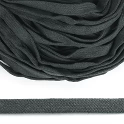 Шнур х/б. Цвет тёмно-серый. Ширина 10 мм. (турецкое плетение).