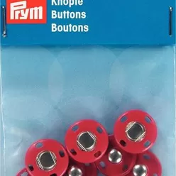 PRYM Пришивные кнопки, металл, 14 мм, красный, 5 шт.
