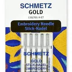 Иглы для вышивки Gold титаниум Schmetz 130/705H-ET №90 (5 игл).