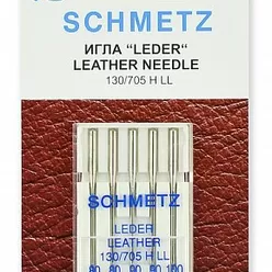 Иглы для кожи Schmetz 130/705H LL №80(2), 90(2), 100(1) (5 игл).