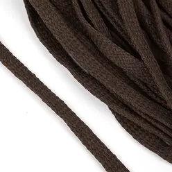Шнур х/б. Цвет тёмно-коричневый. Ширина 10 мм. (турецкое плетение).
