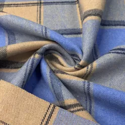 Рубашечная фланель КЛЕТКА ГОЛУБОЙ/КАПУЧИНО.